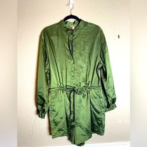 Chic Olive Satin Romper